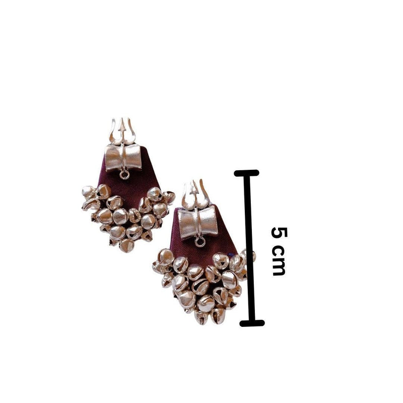 Purple Trishul Earrings with Ghungroos | Verified Sustainable by Brown Living™