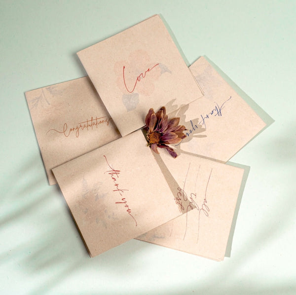 Pushp Handmade Foldable Hemp Paper Gift Cards Set | Verified Sustainable Greeting & Note Cards on Brown Living™