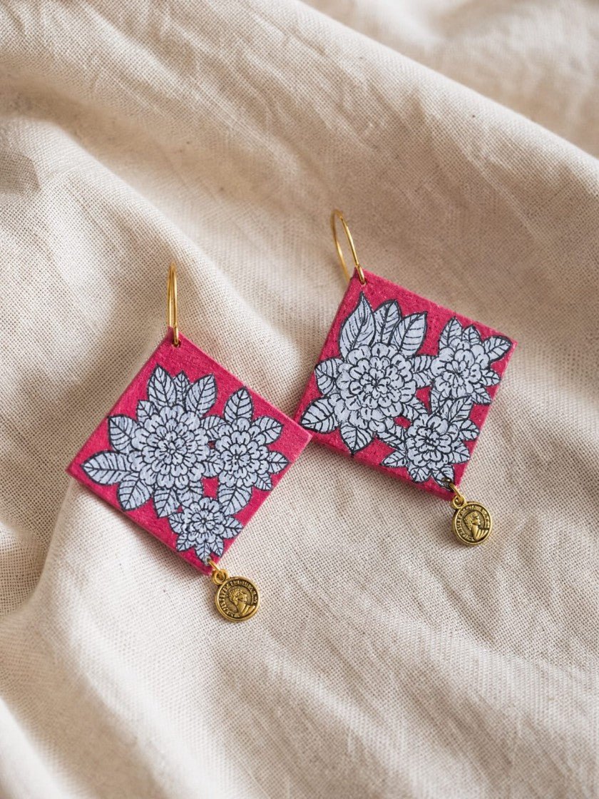 Pyari Upcycled Handmade Textile Earring – Womens Earrings on Brown Living™. SKU: KE20. Img 2.