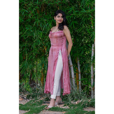 Quinn Cowl Kurti | Draped Satin Kurti for Women | Modern Ethnic Wear – Womens Ethnic Sets on Brown Living™. SKU: TMS0161-XS. Img 4.