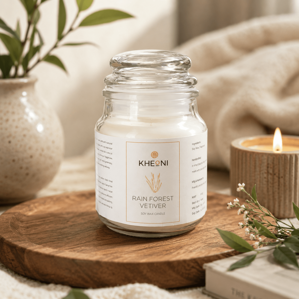 Rain Forest Vetiver Soy Wax Candle | Natural Aromatherapy Scented – Candles & Fragrances on Brown Living™. SKU: KHRVSWC-01. Img 3.