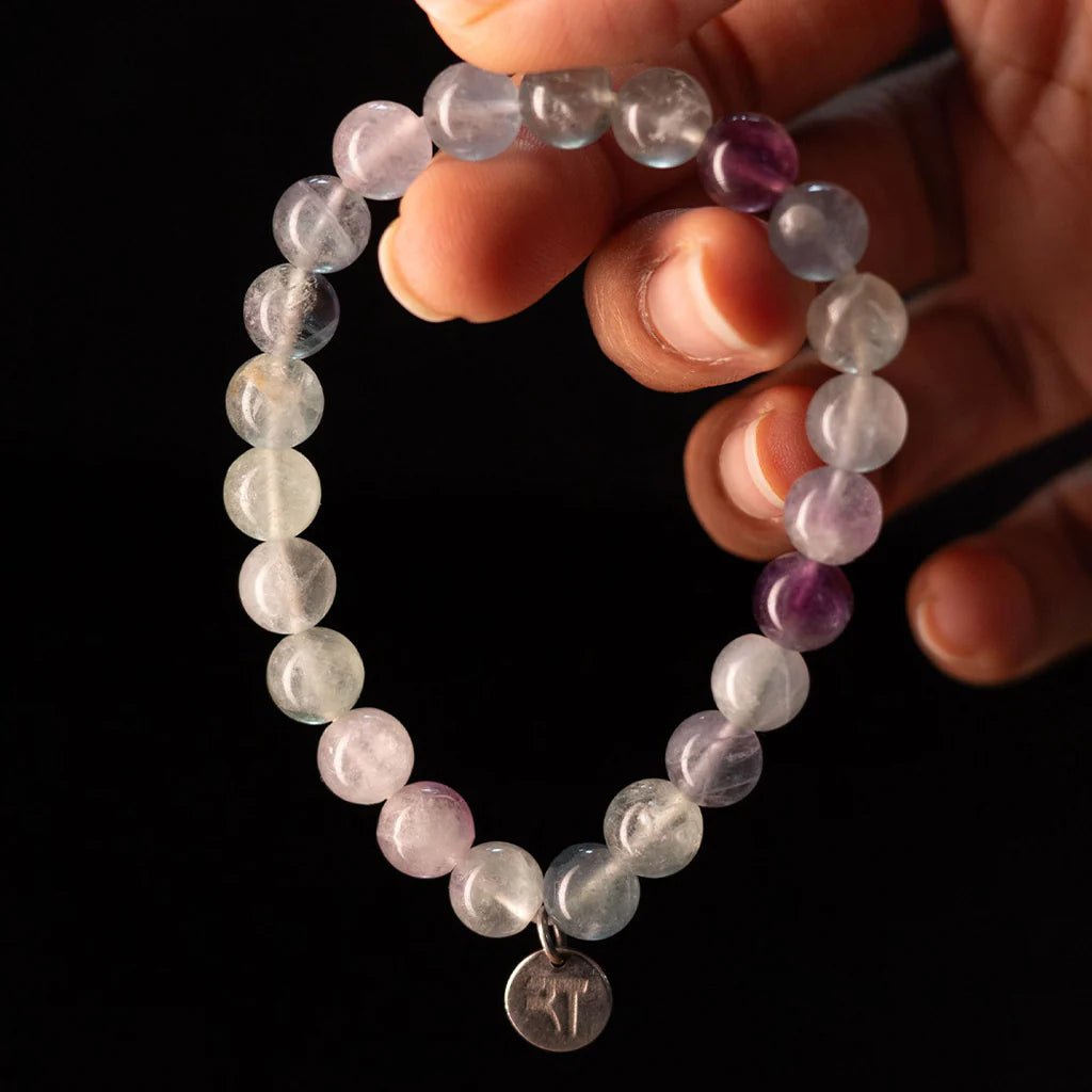 Rainbow Fluorite Bracelet | Handmade Healing Crystal Jewelry – Womens Bracelets on Brown Living™. SKU: RA-BR-RF-01. Img 1.