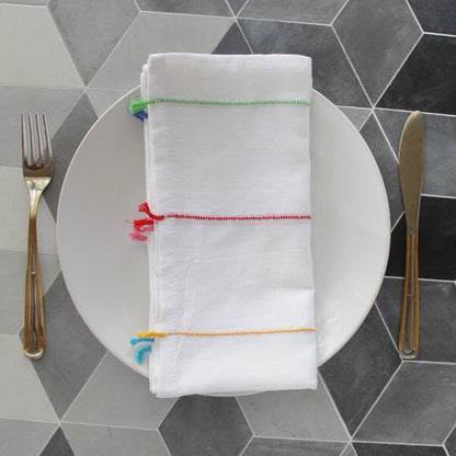 Rainbow Tassel Cotton Napkin – Dining Linen – Kitchen Linens on Brown Living™. SKU: NARB11. Img 3.