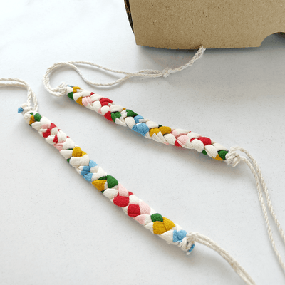 Rainbow Upcycled Fabric Rakhi – Rakhi on Brown Living™. SKU: WEFESTIVERAKHI. Img 2.