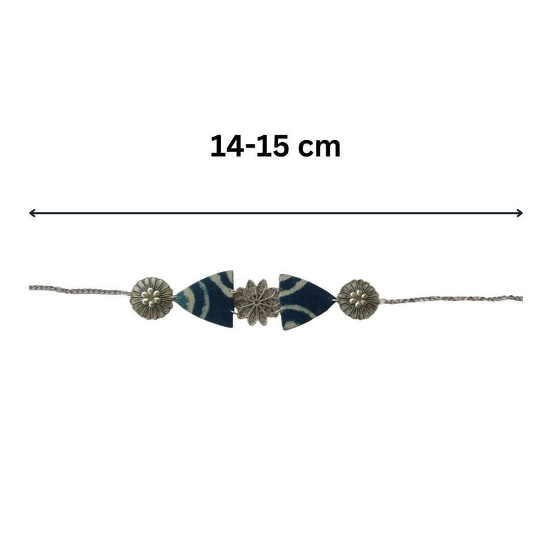 Rainvas Indigo Blue Print Choker in Oxidised Silver | Verified Sustainable by Brown Living™