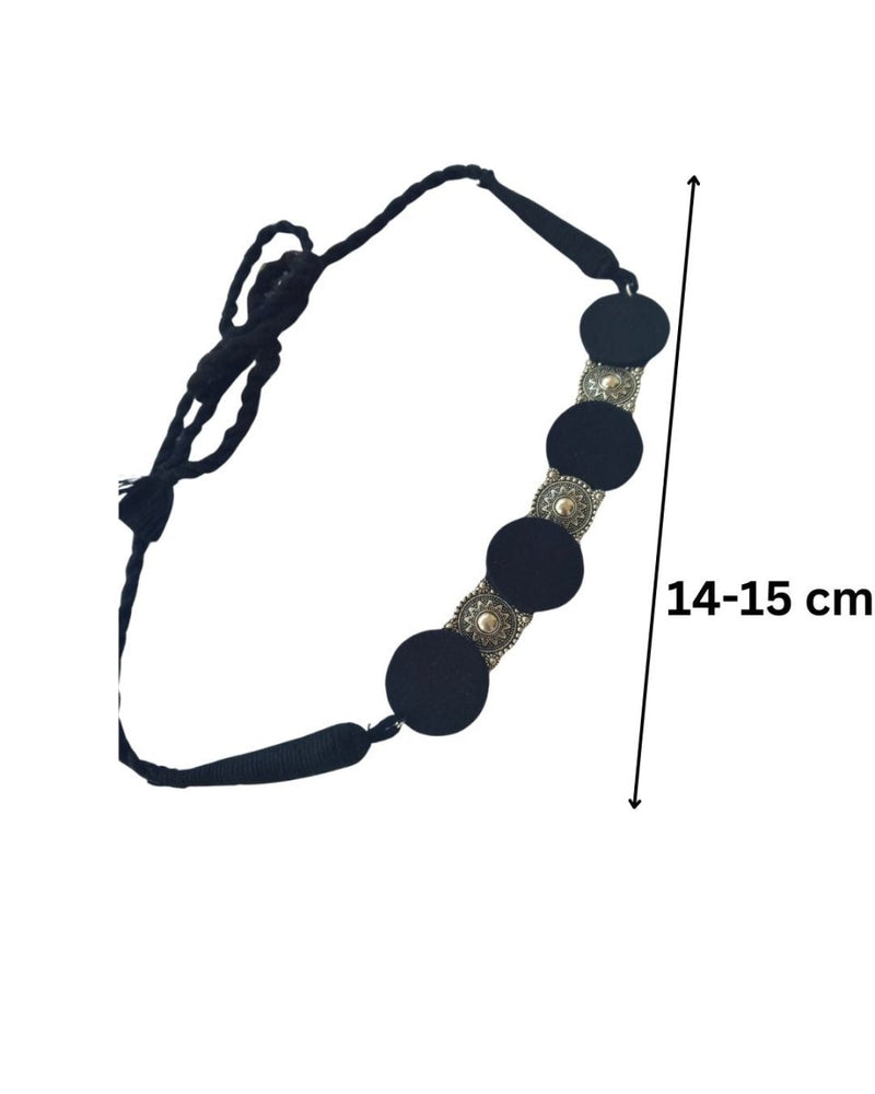 Rainvas Oxidized Silver Fabric Choker in Black | Verified Sustainable by Brown Living™