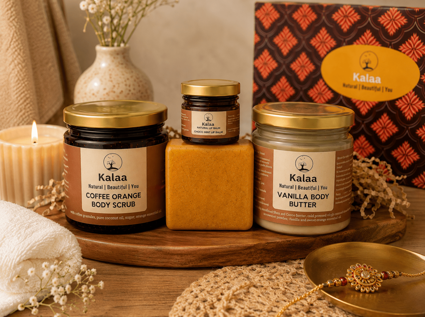 Rakhi Gift Hamper for Brothers | Cleansing & Self-Care Ritual – Gift Box on Brown Living™. SKU: RAKGFTBOX1. Img 3.