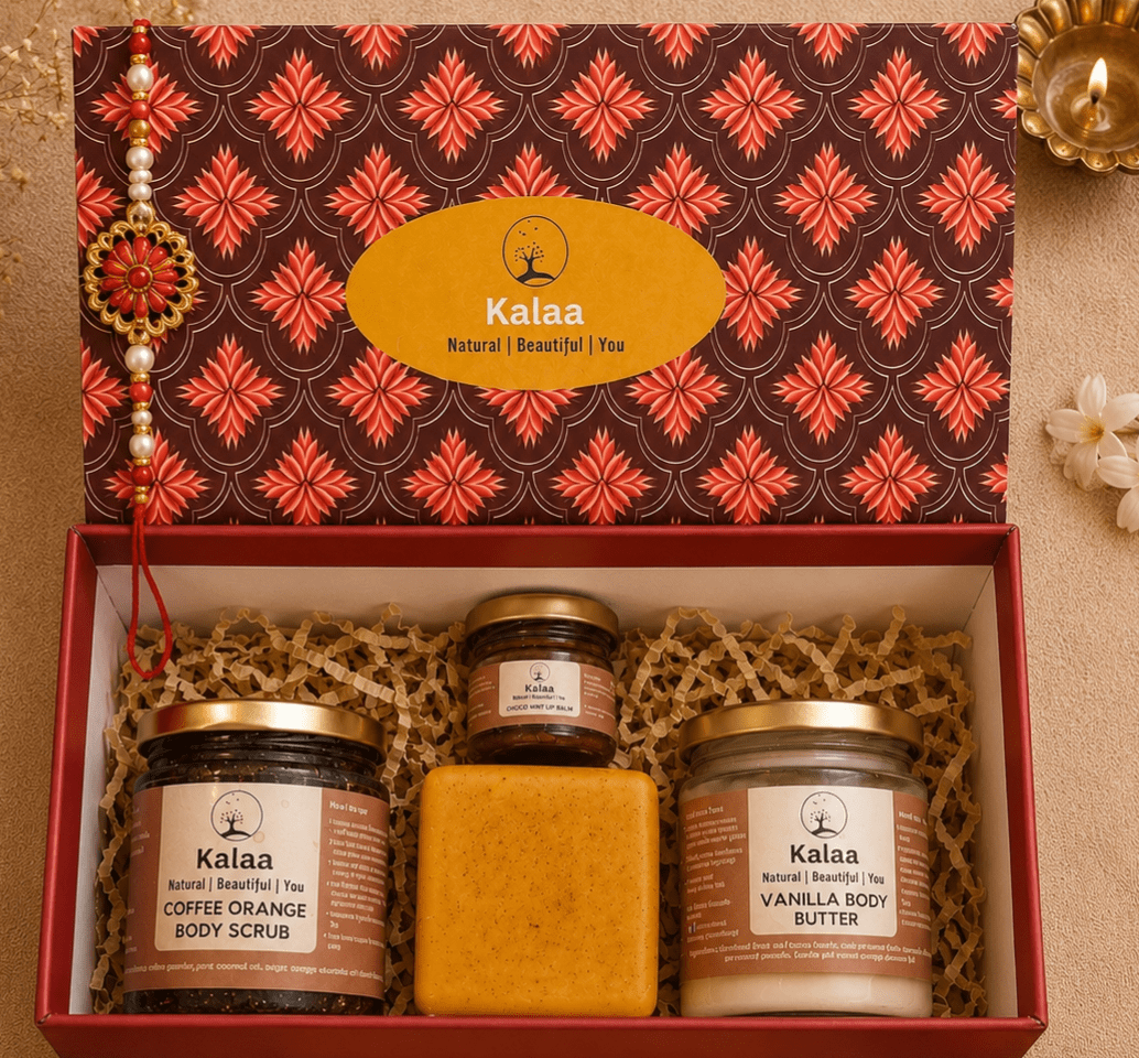 Rakhi Gift Hamper for Brothers | Cleansing & Self-Care Ritual – Gift Box on Brown Living™. SKU: RAKGFTBOX1. Img 1.