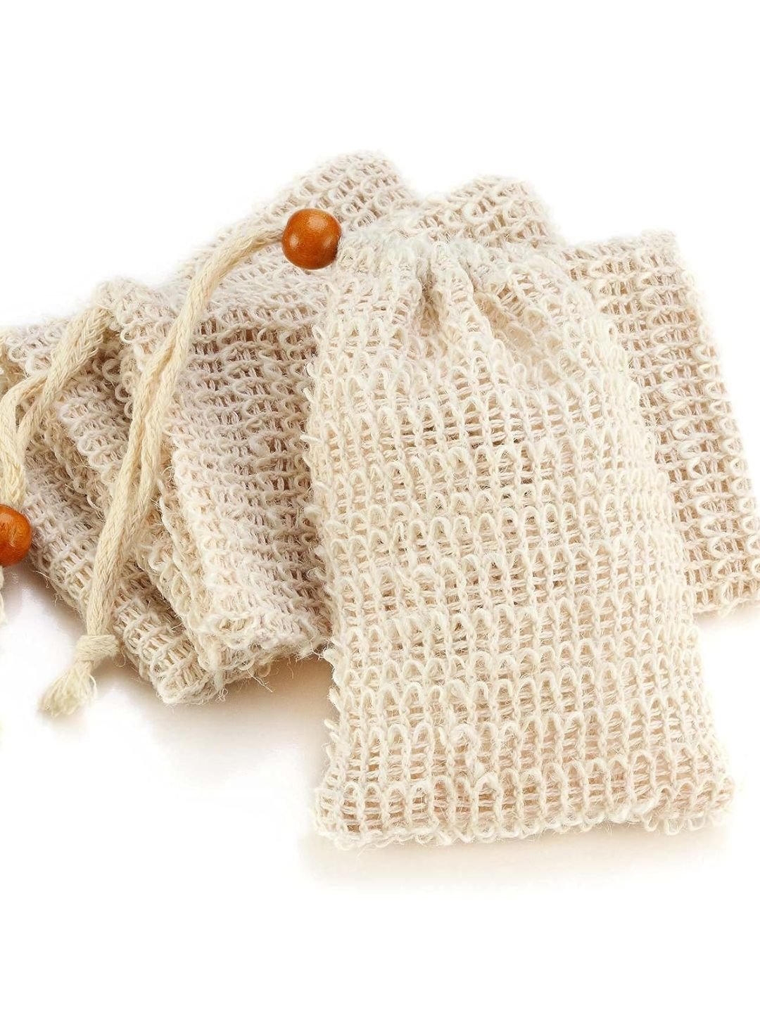 Ramie Soap Saver Pouch Pack of 2 | Natural Fibre Soap Bags – Bath Accessories on Brown Living™. SKU: KOE015-SS-2. Img 1.