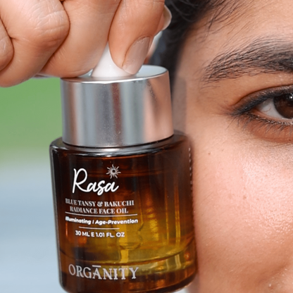 Rasa - Blue Tansy & Bakuchi Radiance Elixir – Face Serum on Brown Living™. SKU: ORG-RASA-30. Img 5.