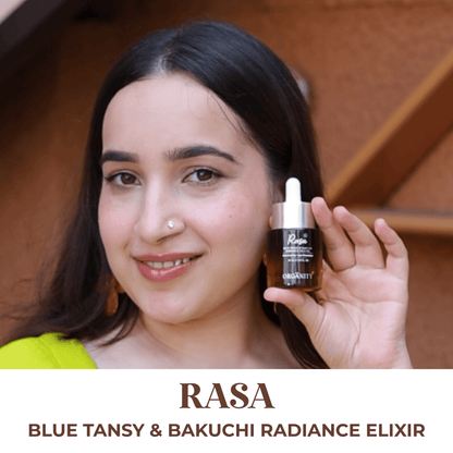 Rasa - Blue Tansy & Bakuchi Radiance Elixir – Face Serum on Brown Living™. SKU: ORG-RASA-30. Img 7.