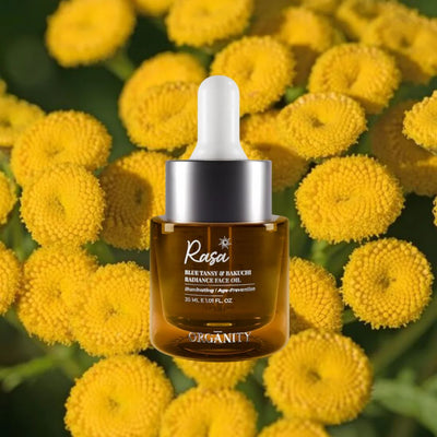 Rasa - Blue Tansy & Bakuchi Radiance Elixir – Face Serum on Brown Living™. SKU: ORG - RASA - 30. Img 1.