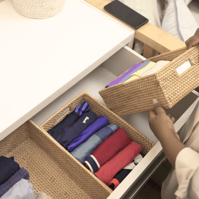 Rattan Helsinki Basket – Handmade Woven Storage Basket – Baskets & Boxes on Brown Living™. SKU: HelsinkiBasketSmall. Img 3.