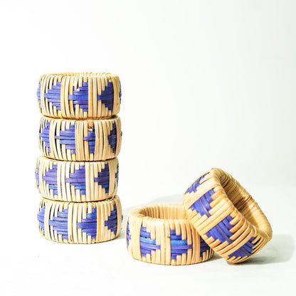 Rattan Indigo Napkin Rings - Set of 2 | Natural Fiber Table Accessories – Table Essentials on Brown Living™. SKU: SYMTAS007. Img 3.