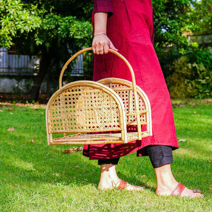 Rattan Jaal Magazine & Book Holder – Stylish & Functional Organizer – Organizers on Brown Living™. SKU: SYMMH001. Img 1.