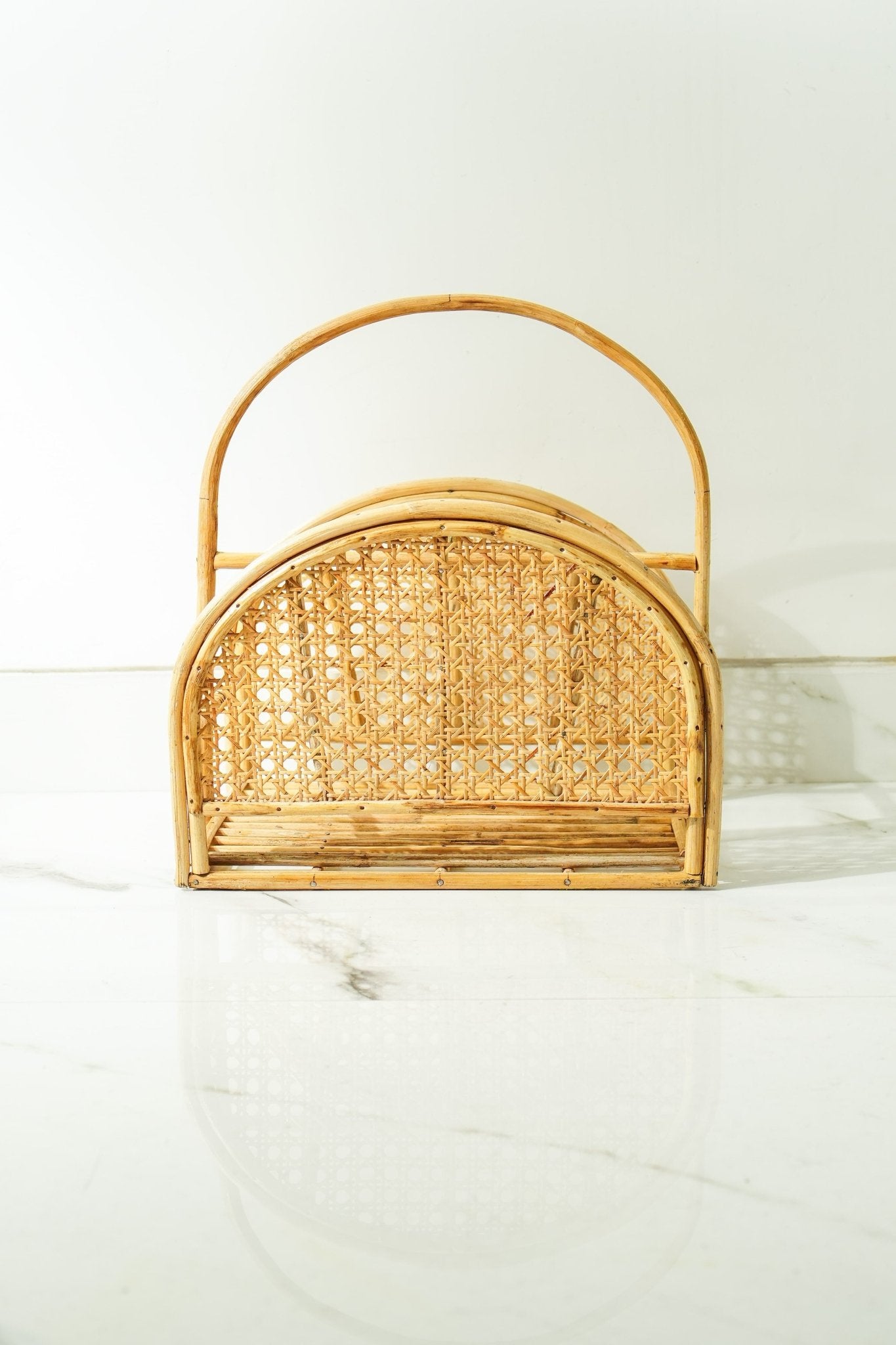 Rattan Jaal Magazine & Book Holder – Stylish & Functional Organizer – Organizers on Brown Living™. SKU: SYMMH002. Img 6.