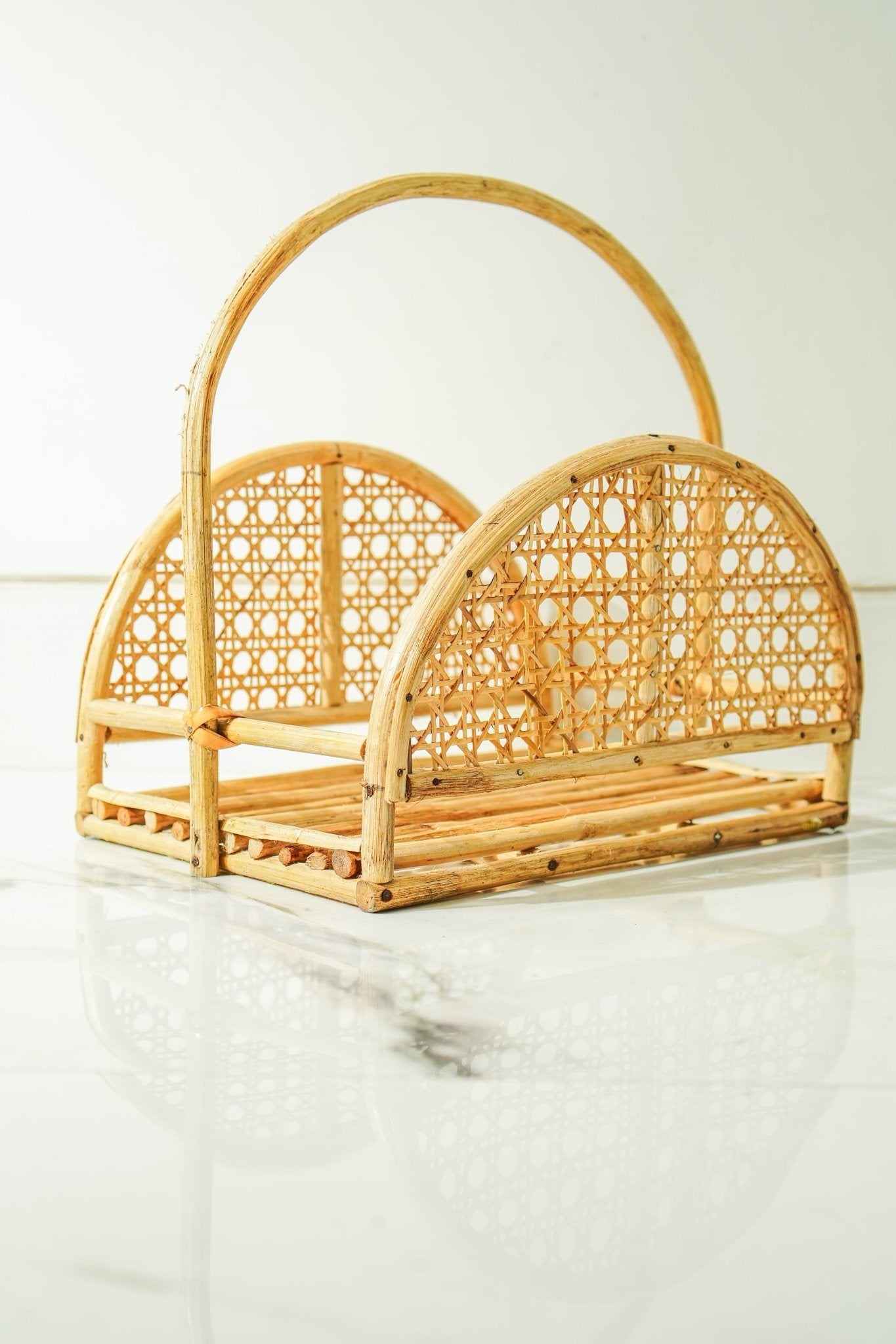 Rattan Jaal Magazine & Book Holder – Stylish & Functional Organizer – Organizers on Brown Living™. SKU: SYMMH002. Img 3.