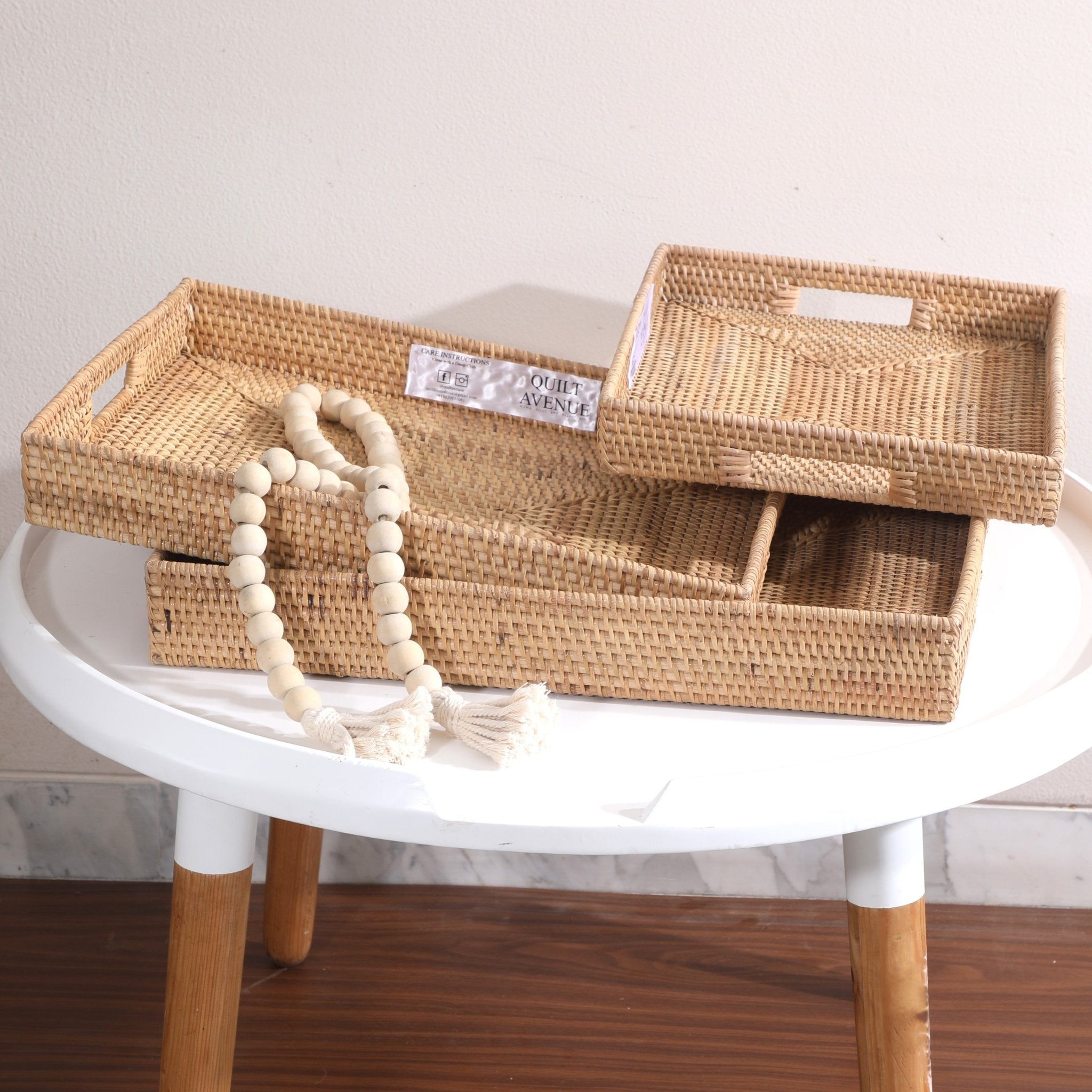 Rattan Manila Tray – Handwoven Sustainable Serving & Décor Tray – Home Decor on Brown Living™. SKU: ManilaRectangleTraySmall. Img 2.