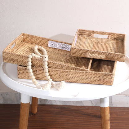 Rattan Manila Tray – Handwoven Sustainable Serving & Décor Tray – Home Decor on Brown Living™. SKU: ManilaRectangleTraySmall. Img 2.