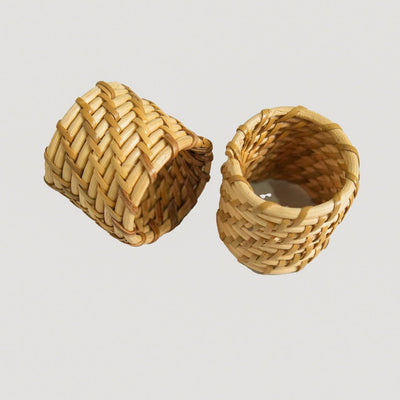 Rattan Napkin Rings (Set of 2) | Handmade, Eco - Friendly Dining Decor – Table Essentials on Brown Living™. SKU: SYMTA004. Img 2.