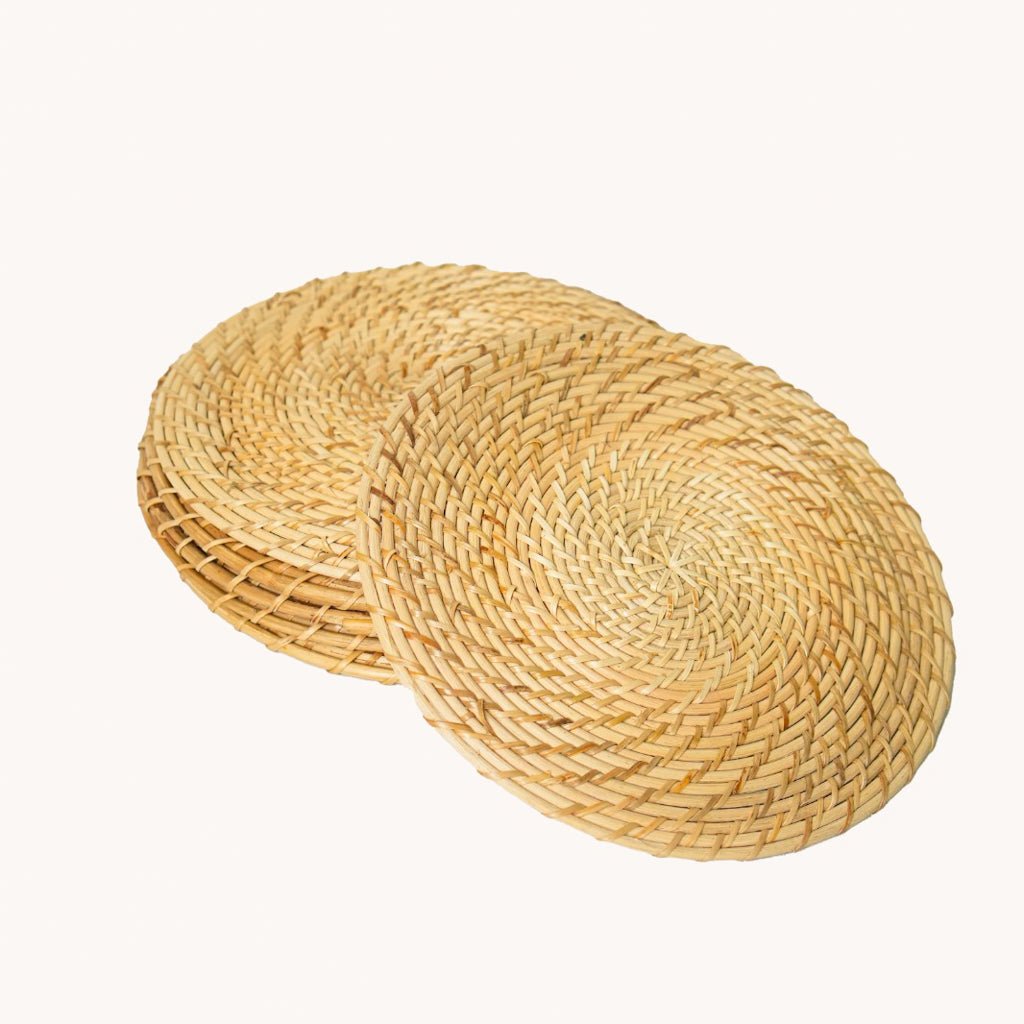Rattan Table Mats | Handwoven, Eco - Friendly Dining Placemats – Table Linens by AJAARA available on Brown Living™. Pack Of 6 . SKU: SYMTAS001 - 6. Img 3.