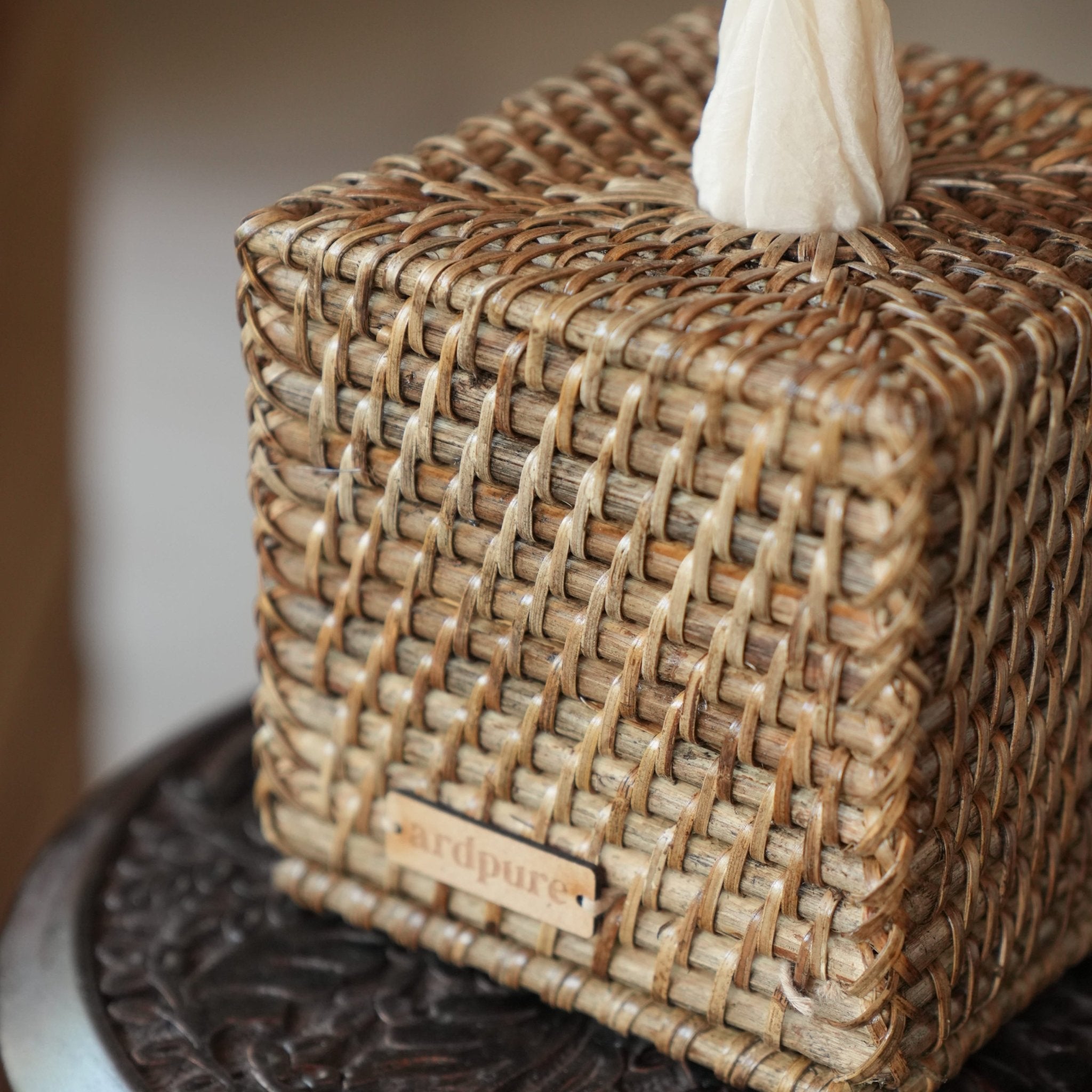 Rattan Tissue Box | Handwoven Natural Cane Tissue Holder – Home Decor on Brown Living™. SKU: 702R. Img 3.