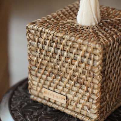 Rattan Tissue Box | Handwoven Natural Cane Tissue Holder – Home Decor on Brown Living™. SKU: 702R. Img 3.