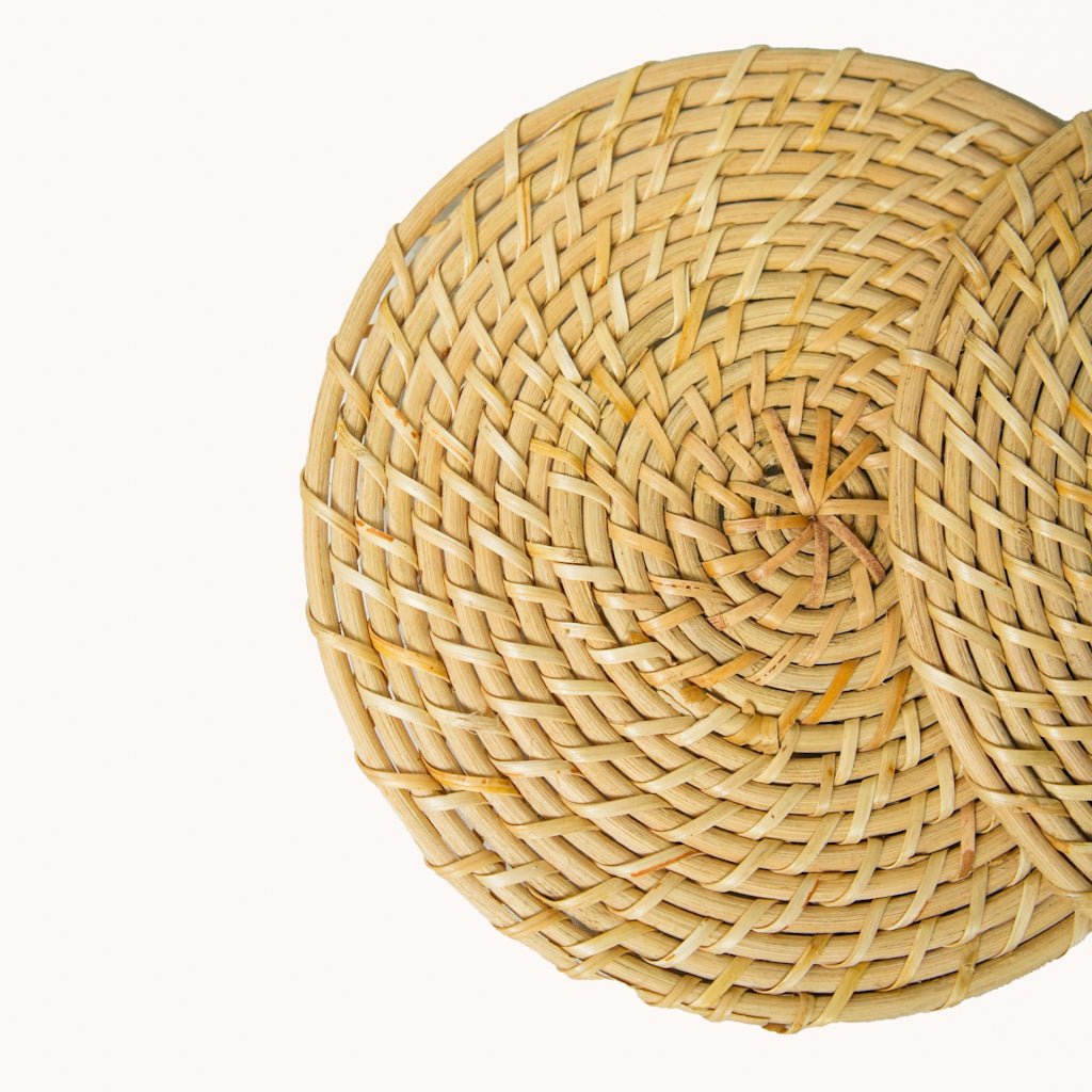 Rattan Trivets (Set of 2) | Handwoven, Heat - Resistant Table Mats – Table Linens by AJAARA available on Brown Living™. . SKU: SYMTA002. Img 3.