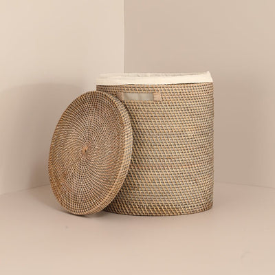 Rattan Turin Basket Grey with Lining – Handmade Eco - Friendly Storage – Home Decor on Brown Living™. SKU: TurinBasketGreywithlining. Img 3.