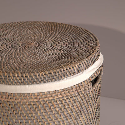 Rattan Turin Basket Grey with Lining – Handmade Eco - Friendly Storage – Home Decor on Brown Living™. SKU: TurinBasketGreywithlining. Img 5.