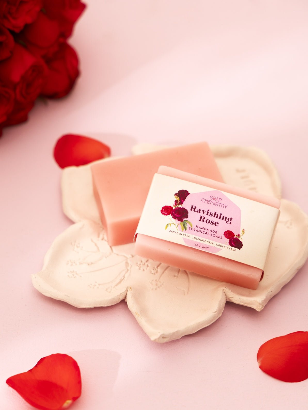 Ravishing Rose Soap Bar 125g | Floral Gentle Bath Soap – Body Soap on Brown Living™. SKU: SC-09. Img 1.