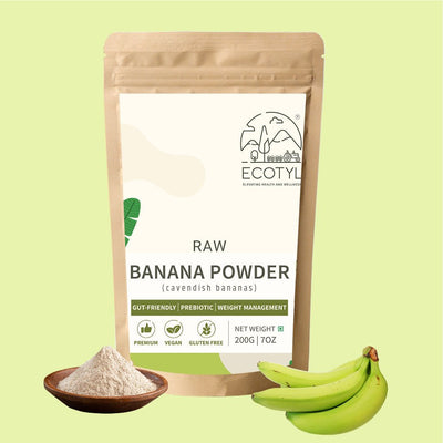Raw Banana Powder | Prebiotic Superfood | Supports Gut Health | 200g – Powder Drink Mixes by Ecotyl available on Brown Living™. . SKU: ECOTYL00036. Img 1.