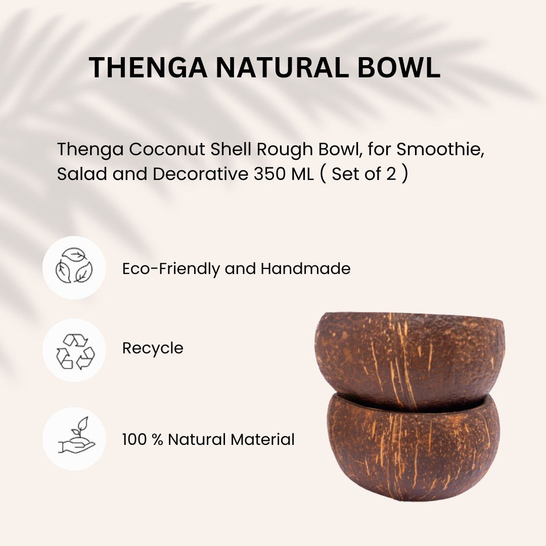 Raw Natural Coconut Shell Bowl - 350ml (Set of 2) | Verified Sustainable by Brown Living™