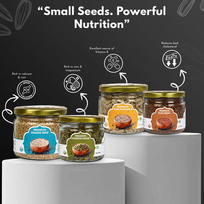 Raw Seeds Combo Pack Of 4 | Sunflower Sesame Pumpkin Flax – Dried Fruits, Nuts & Seeds on Brown Living™. SKU: ARNAS-9. Img 6.