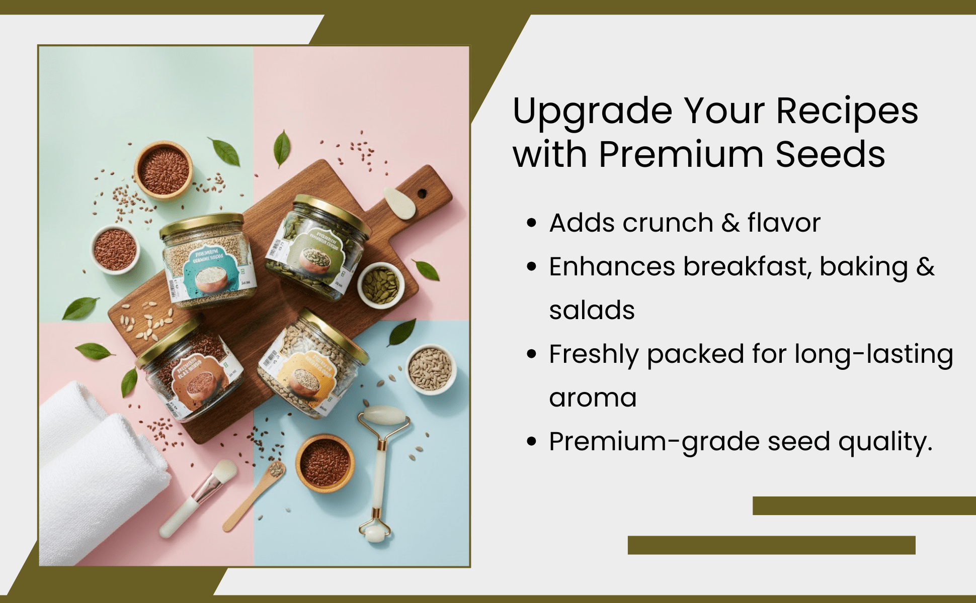 Raw Seeds Combo Pack Of 4 | Sunflower Sesame Pumpkin Flax – Dried Fruits, Nuts & Seeds on Brown Living™. SKU: ARNAS-9. Img 9.