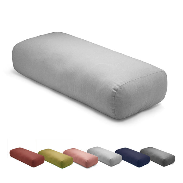 Rectangular Yoga Bolster filled with Cotton - Grey | Verified Sustainable by Brown Living™