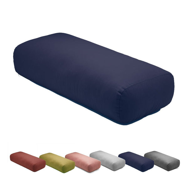 Rectangular Yoga Bolster filled with Cotton - Navy Blue | Verified Sustainable by Brown Living™