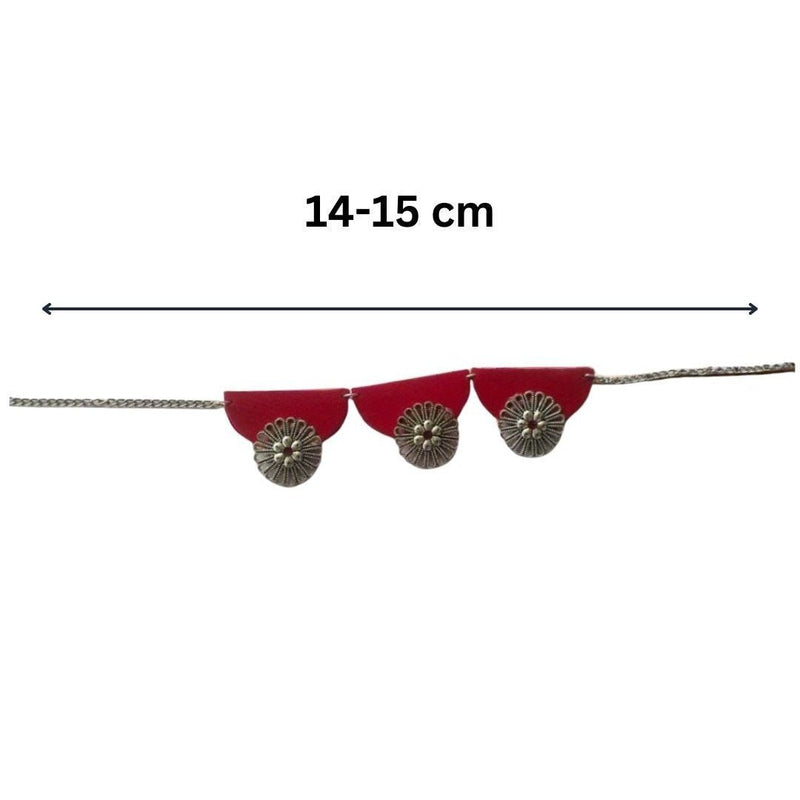 Red and Oxidised Silver Choker for Women | Verified Sustainable by Brown Living™