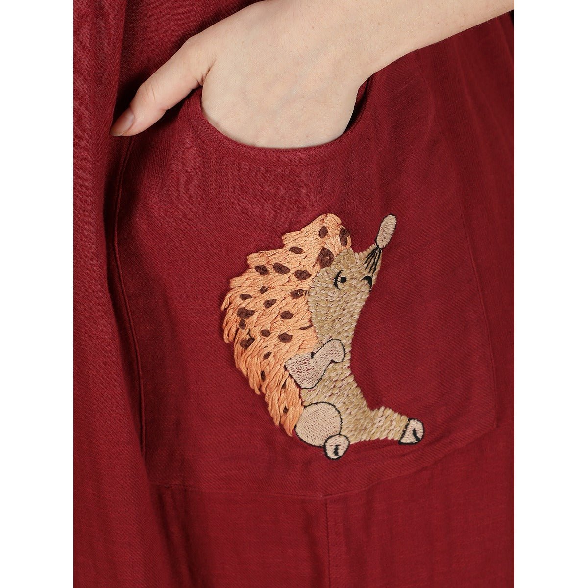 Red Hopping Hedgehog Dress Mama | Cotton Maternity Dress – Womens Maternity Wear on Brown Living™. SKU: MCBL146-. Img 4.