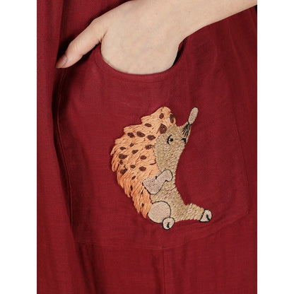 Red Hopping Hedgehog Dress Mama | Cotton Maternity Dress – Womens Maternity Wear on Brown Living™. SKU: MCBL146-. Img 4.