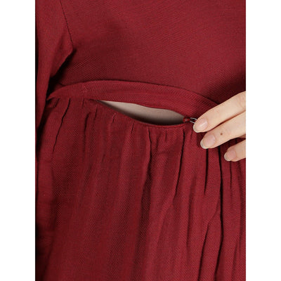 Red Hopping Hedgehog Dress Mama | Cotton Maternity Dress – Womens Maternity Wear on Brown Living™. SKU: MCBL146-. Img 5.