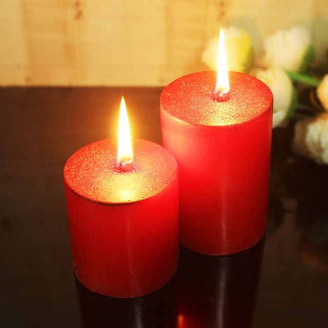 Red Pillar Jumbo Perfumed Candles / Set of 4 | Verified Sustainable Candles & Fragrances on Brown Living™