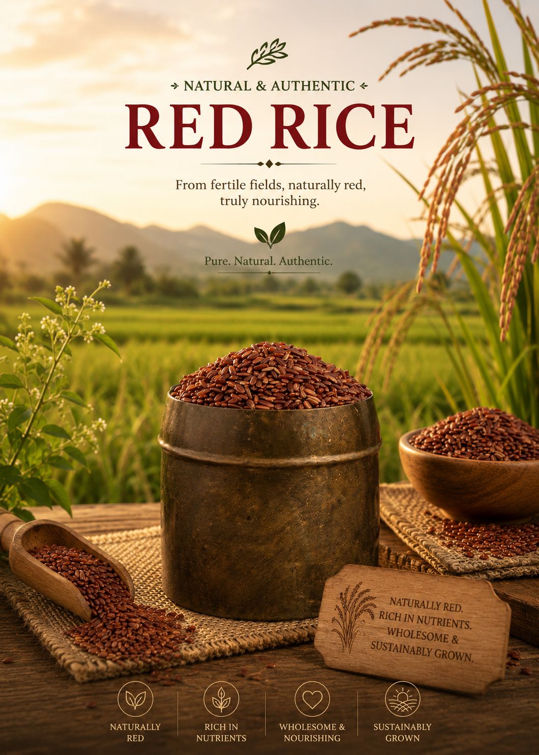 Red Rice 1kg – Nutrient Rich Whole Grain Unpolished Rice – Cooking & Baking Supplies on Brown Living™. SKU: I00001. Img 5.