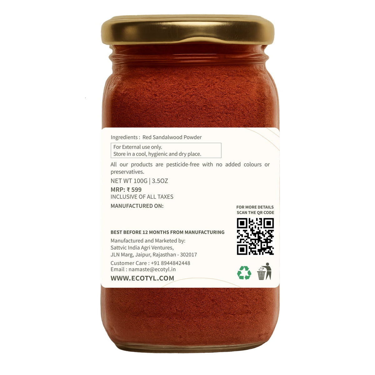Red Sandalwood Powder- Body Mask 100g – Body Scrub on Brown Living™. SKU: ECOTYL00044. Img 7.