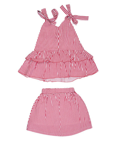 Red Stripe Co - ord Set Regular Fit for Girls – Kids Daywear Sets on Brown Living™. SKU: PG162_1. Img 1.