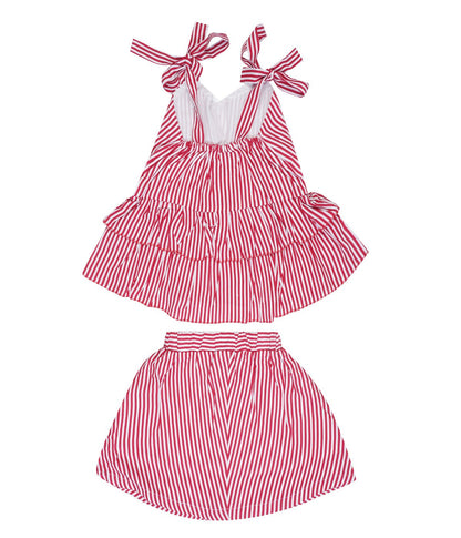 Red Stripe Co - ord Set Regular Fit for Girls – Kids Daywear Sets on Brown Living™. SKU: PG162_1. Img 2.