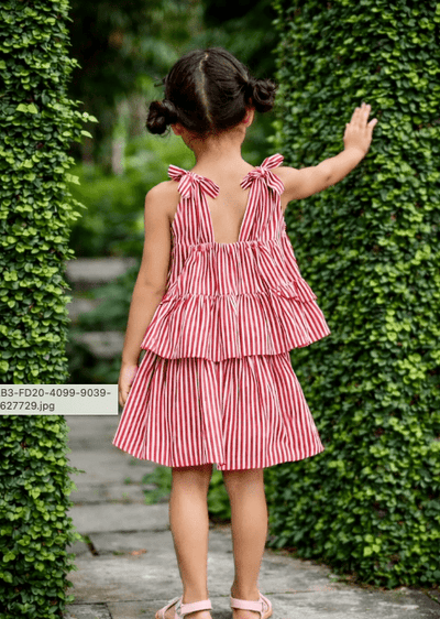 Red Stripe Co - ord Skirt and Top Set Regular Fit for Girls – Kids Daywear Sets on Brown Living™. SKU: PG162_1. Img 8.
