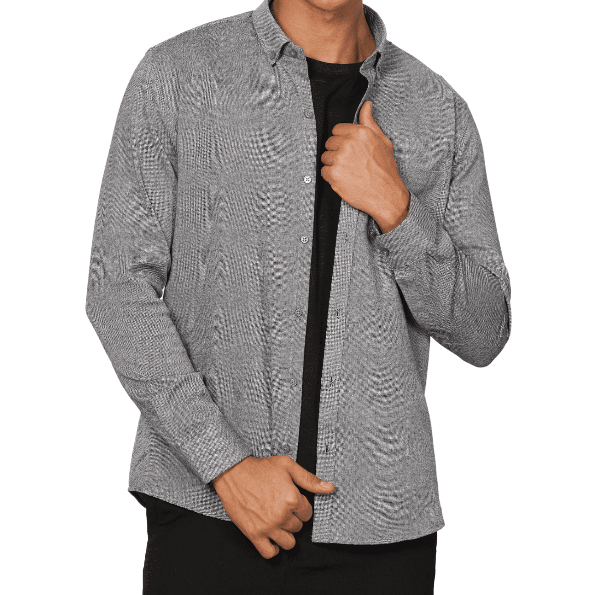 Regular Fit Full Sleeve Button Down Collar Shirt For Men | Grey – Mens Shirt on Brown Living™. SKU: F - S1013 - M. Img 6.