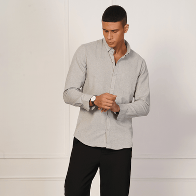 Regular Fit Full Sleeve Button Down Collar Shirt For Men | Sage Grey – Mens Shirt on Brown Living™. SKU: F - S1017 - M. Img 7.