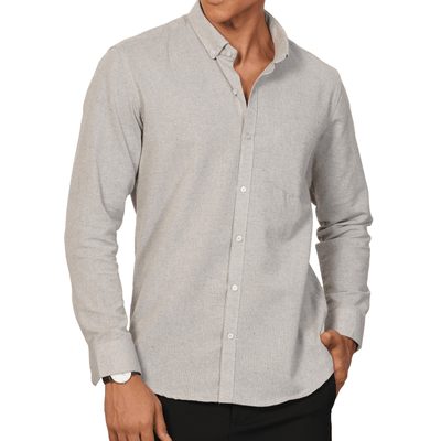 Regular Fit Full Sleeve Button Down Collar Shirt For Men | Sage Grey – Mens Shirt on Brown Living™. SKU: F - S1017 - M. Img 4.
